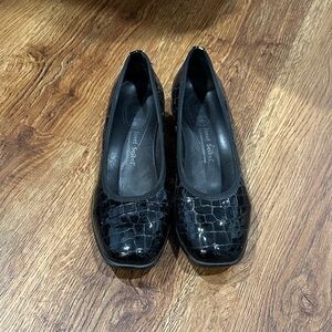 Josef Seibel Black Croc-Embossed Flats